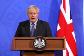 Prime Minister Boris Johnson, during a media briefing in Downing Street, London, on coronavirus (Covid-19). Picture date: Monday June 14, 2021.
