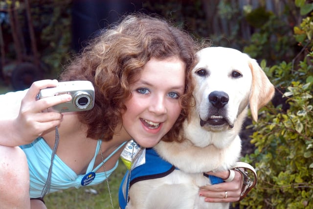 Aimee Palin won a trip to the Blue Peter studios with her picture of guide dog Autumn who was being trained by her mum Alyson in 2007.