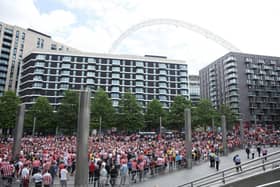 Sunderland fans are seen outside the stadium ahead of the Sky Bet League One Play-Off Final match between Sunderland and Wycombe Wanderers (Photo by Eddie Keogh/Getty Images)