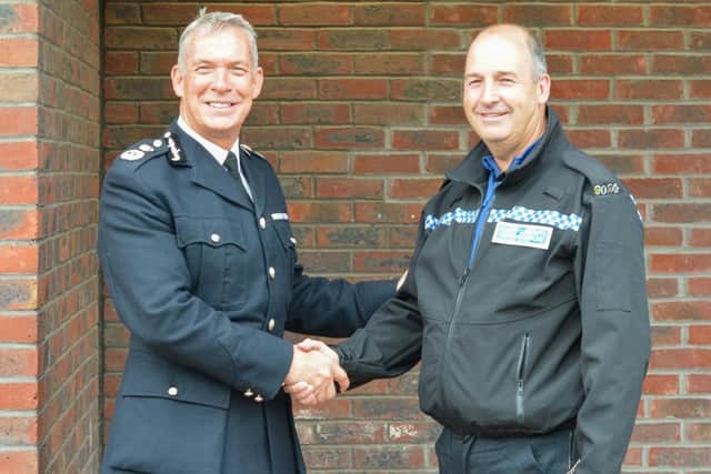Chief Constable Winton Keenen QPM (left) with PCSO Mick Casey