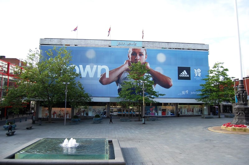 A billboard on the John Lewis store of Jessica Ennis, heptathlon gold medallist,  London 2012 Olympics