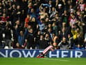 Amad Diallo of Sunderland celebrates scoring their side's second goal against Birmingham City. (Photo by Tony Marshall/Getty Images)