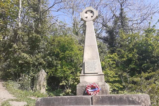 This monument to Houghton's fallen miners, 1823 to 1981, is probably the most secluded monument in the city of Sunderland.