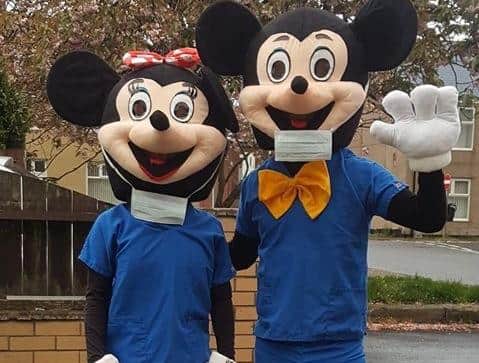 Minnie and Mickey Mouse, alias South Tyneside brother and sister Faye and Jack Watson.