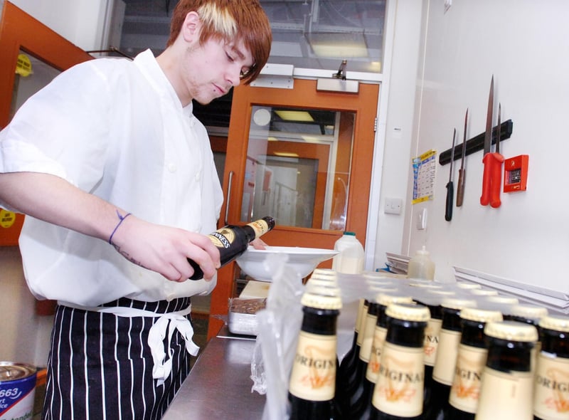 Chef Paul Hogg was adding a drop of Guinness to a pudding on St Patrick's Day at the Throwing Stones restaurant in the National Glass Centre in 2009.