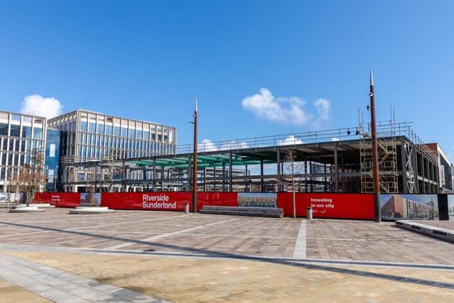 The steel frame of Sunderland's new Holiday Inn in Keel Square is now complete.