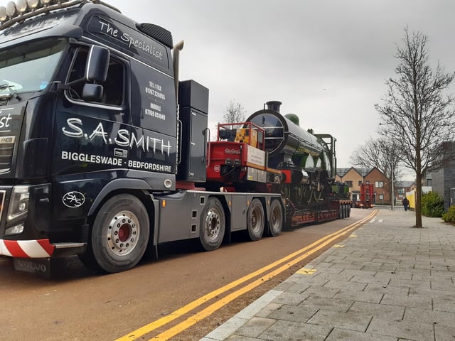 Engine number 251 arrives in Doncaster  on the back of a lorry  on Chamber Road. The second lorry can be seen arriving from College Road