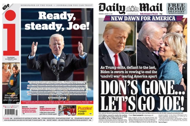 The i and the Daily Mail both played on the same pun for their headlines announcing the start of his term in office.
