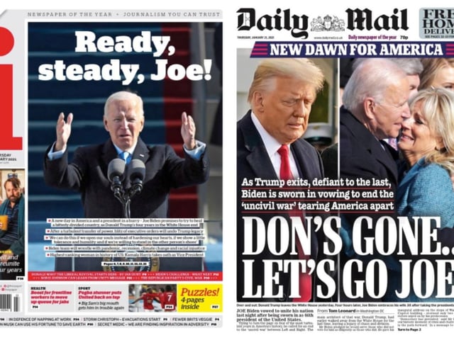 The i and the Daily Mail both played on the same pun for their headlines announcing the start of his term in office.