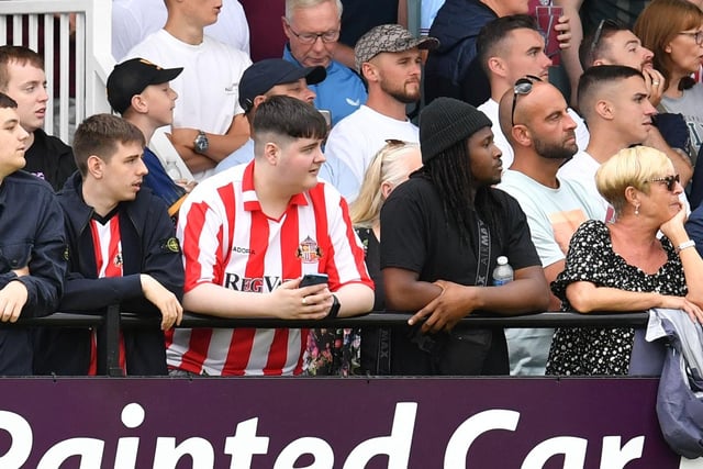 South Shields and Sunderland fans mix during their pre-season friendly game. The Black Cats won the match 4-3 thanks to a Chris Rigg winner.