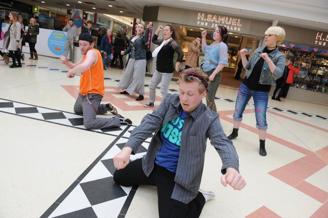 Flash Mob dancers entertained shoppers in The Bridges as the shopping centre celebrated its 15th birthday in 2015.