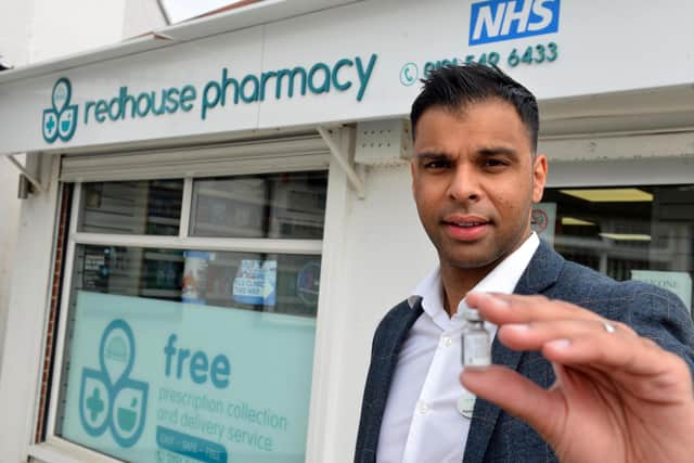 Jaz Singh, pharmacist and owner of Redhouse Pharmacy, the first community pharmacy in Sunderland to give the covid vaccinations.
