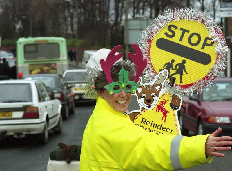 Sue Wright had a great i-deer to brighten up the dark mornings.  Sue was the lollipop lady for the Tunstall Road crossing with a reindeer themed mask in 1995.