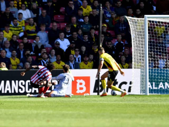 Sunderland defender Aji Alese scores his first goal at Watford