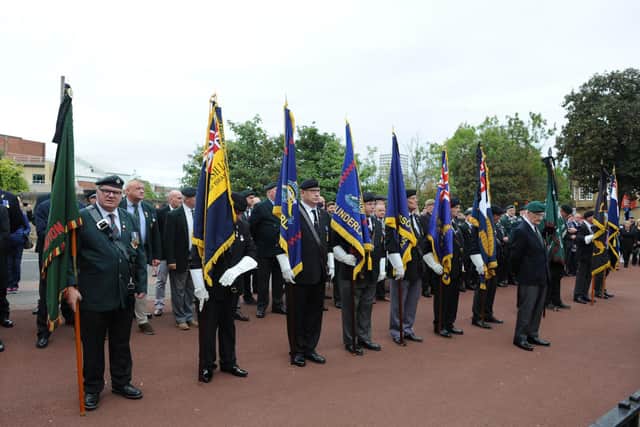 City veterans swearing their allegiance to King Charles III at the Cenotaph, Burdon Road, Sunderland.