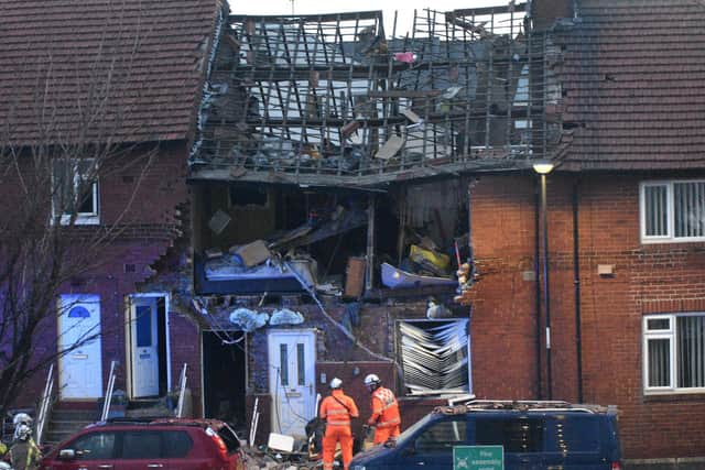 The  emergancy services at the scene of the suspected gas explosion at Whickham Street, Roker.