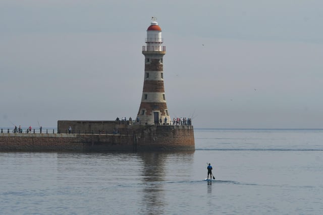 Paddle boarder taking advantage of the calm seas in glorious sunshine, this morning.