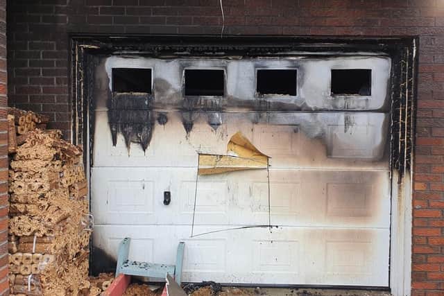 Windows were smashed during the suspected arson incident.