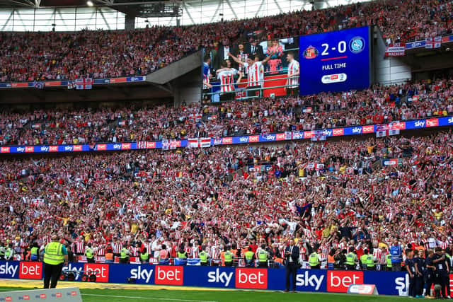 Sunderland supporters celebrating the Wembley win