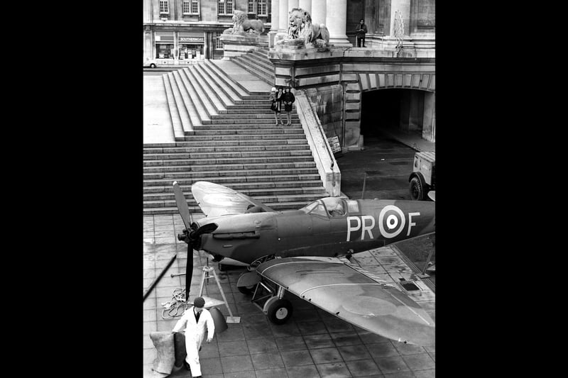A Spitfire is on display outside Portsmouth Guildhall on January 12, 1970. The News PP4163
