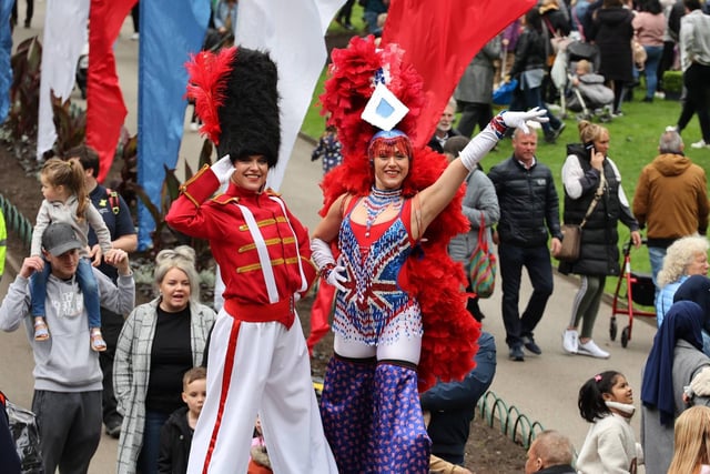 Stiltwalkers were among the entertainers at Mowbray Park