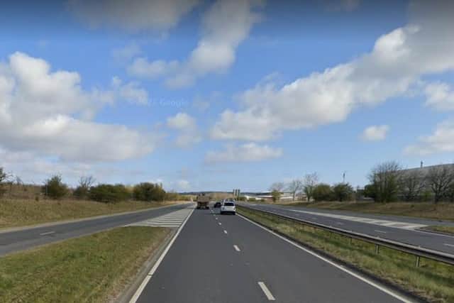 One lane of the northbound A19 is blocked