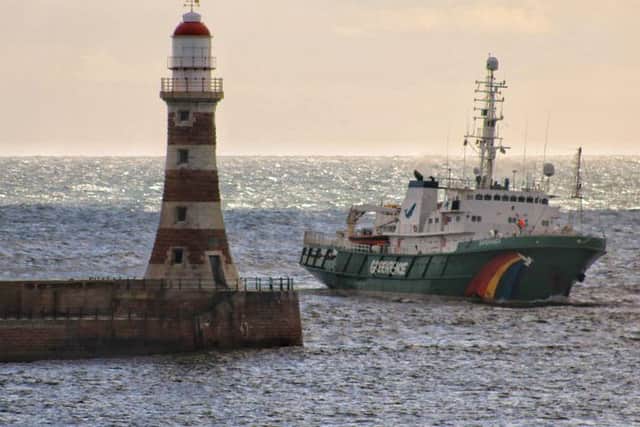 The Greenpeace Esperanza was spotted near Roker. (Photo by Ian Maggiore)