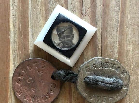 Barbara Priestman Academy pupil Harry Wilson's WWI dog tags and pic of great great grandfather Source: Harry Wilson