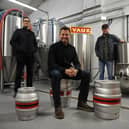 George Clarke with Vaux Brewery co-founders Michael Thompson and Steven Smith.