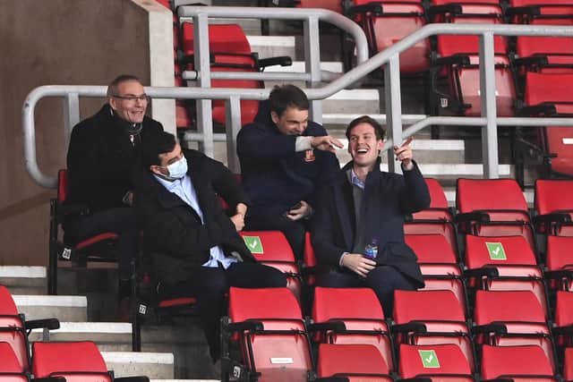 Sunderland chairman Kyril Louis-Dreyfus (right) looks on from the main stand during the Papa John's Trophy Semi-Final match between Sunderland and Lincoln City at Stadium of Light.