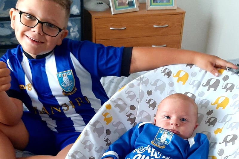 Megan Green shared this photo with us and wrote: "Our little Owls fans! Alfie aged 7 and Ollie who was six weeks. Ollie is named after Ollie the Owl."