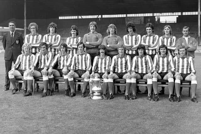 Sunderland's 1973 - 74 squad. John Lathan is fourth from left in the back row