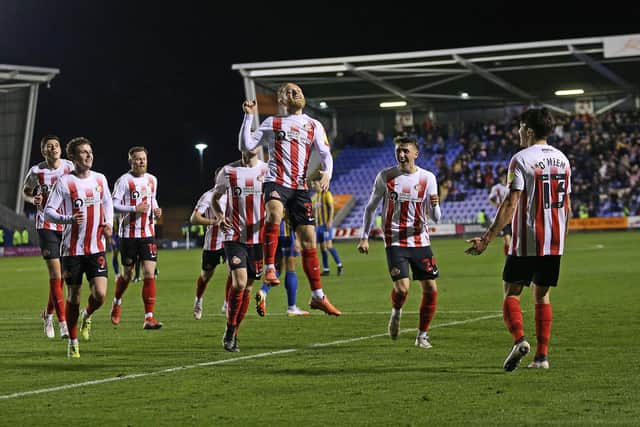 Alex Pritchard of Sunderland celebrates. (Photo by Ian Horrocks/Sunderland AFC via Getty Images)
