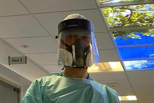 Dr Paul McAndrew in the PPE he wears working on ICU
