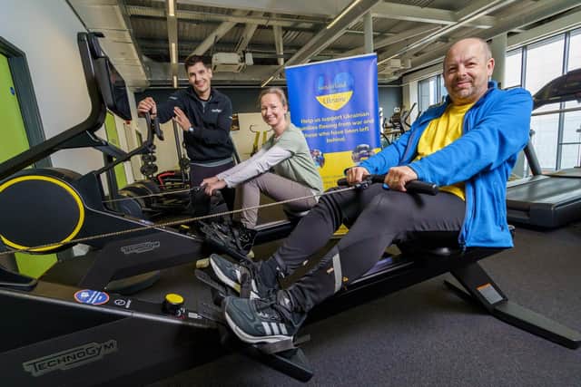 Rob Hunt, career development consultant from the University of Sunderland (right) with Katarzyna Posink, founder of Sunderland for Ukraine, and Rowan Sample, Sport Fitness and Wellness Assistant at CitySpace Gym.

Picture: DAVID WOOD