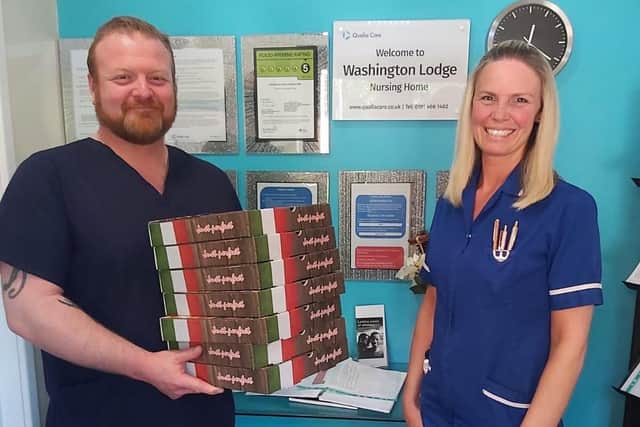 Staff at Washington Lodge nursing home were gifted free meals by Bits 'n' Pizzas