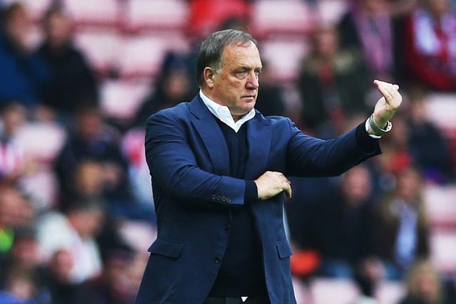 Advocaat was a manager who became well thought of by the Sunderland faithful after he guided the Black Cats to safety in the final weeks of the 2014-15 season including sealing a fifth derby success over the Newcastle United. The former Dutch national manager was in part persuaded to remain at the club after supporters raised money to send his wife flowers during the summer of 2015. (Photo by Ian MacNicol/Getty images)