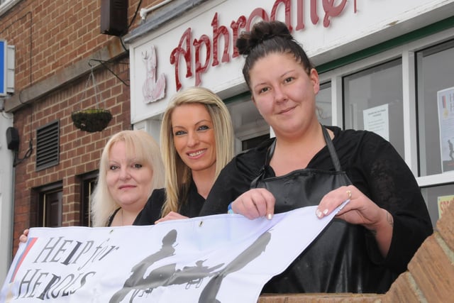 Angela Raine and Joanne Bambrough of Aphrodite Hairdressers in Grindon launched a fundraising event for Help The Heroes in 2011. They are seen here with events organiser Christine Williams (left).