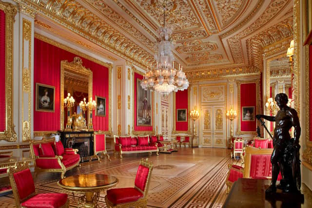 The Crimson Drawing Room, Windsor Castle. Royal Collection Trust / © Her Majesty Queen Elizabeth II 2021. Photographer: Peter Smith