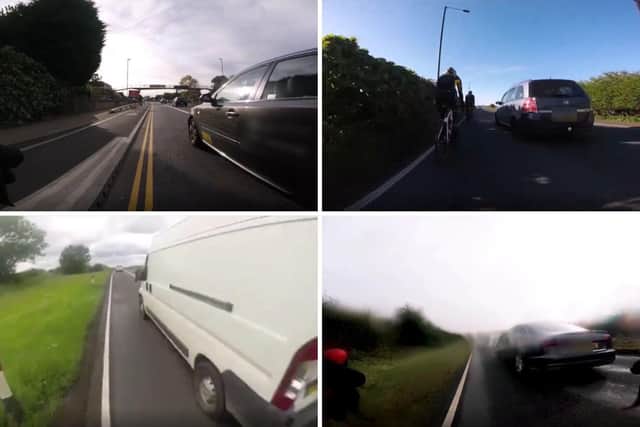 Northumbria Police have published the head-cam videos in a bid to encourage vulnerable road users to submit footage of cars passing by them too closely