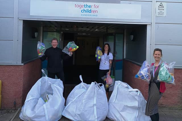 Active Sunderland Staff deliver packs to the Together for Children Team.