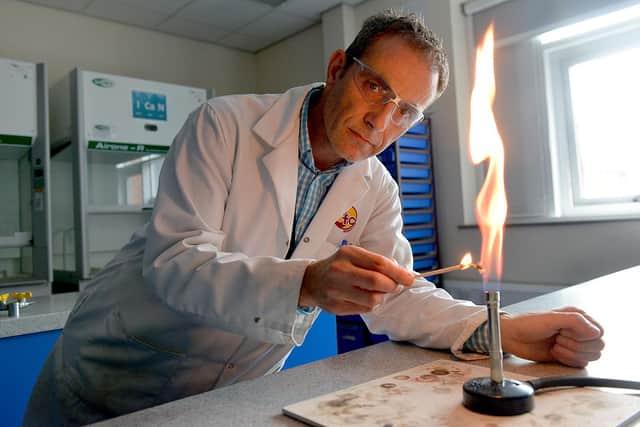 Hartlepool 6th Form College science lecturer James Donkin in his lab . Picture by FRANK REID