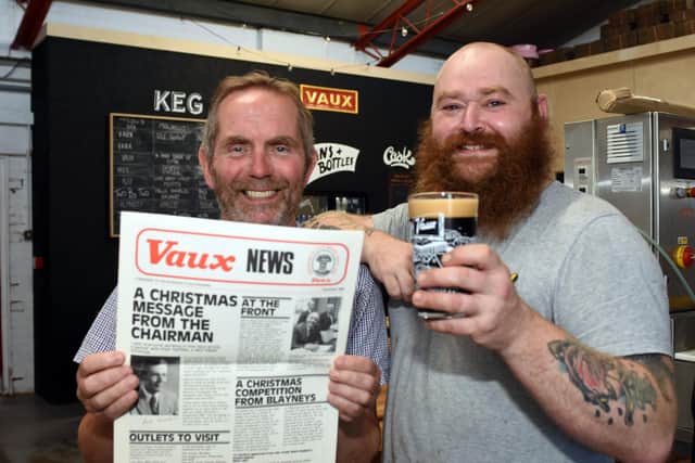 CHEERS ...Alan Thomson Brewing Consultant and Les Stoker Head Brewer Vaux.