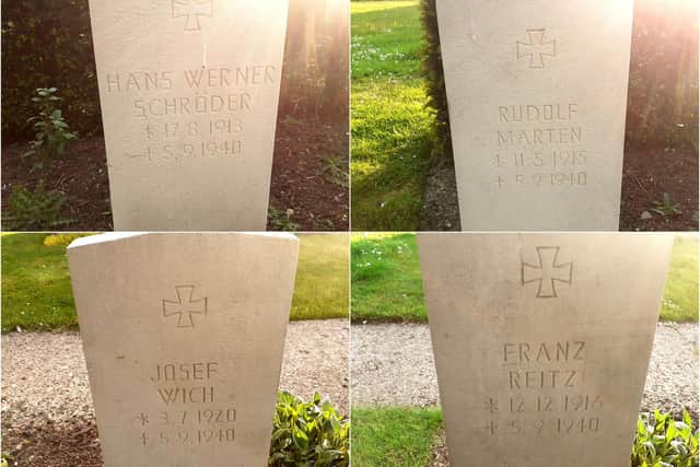 The four German airmen to perish in the crash were buried with the utmost respect in Castletown Cemetery.