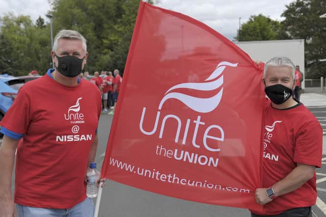 Workers protested at Nissan over proposed pension changes.