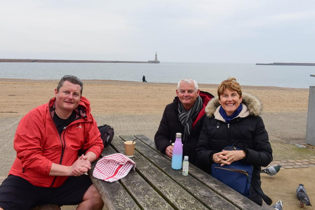 (Left to right) Graham, Ray and Lynne Walker on a visit to Roker.