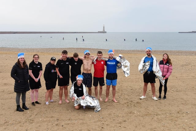 Sunderland College students who took part in a sponsored dip in aid of Diabetes UK.