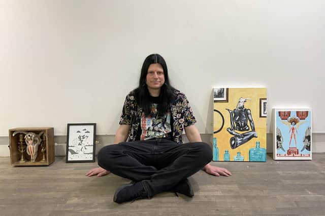 James Wilkinson at a collection of his art work on show at the Next Steps exhibition at the Washington Arts Centre. Picture by FRANK REID