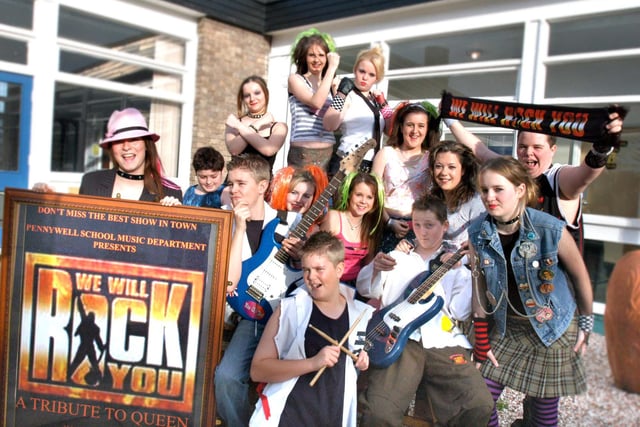 Some of the cast from We Will Rock You at Pennywell School 18 years ago.