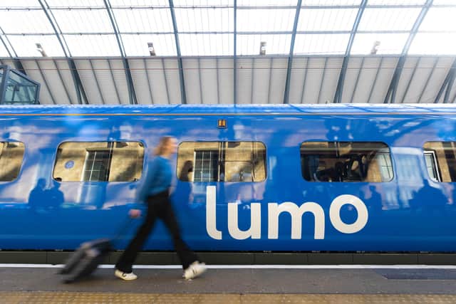 Lumo is a fully electric rail service, running between London and Edinburgh, offering low carbon, affordable travel between the capitals. Credit: David Parry/PA Wire